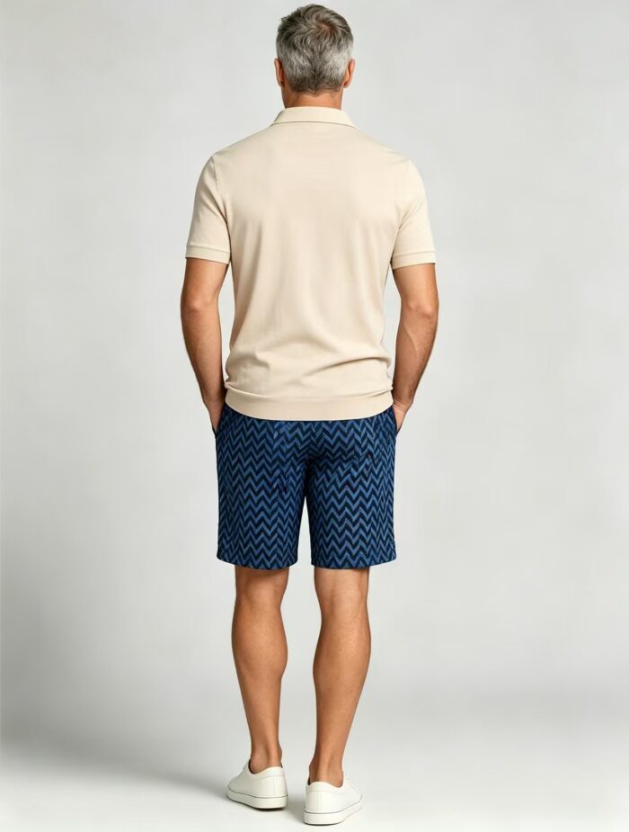 Men's Soft Chevron Pattern Drawstring Shorts Multi Occasion Travel Light Lounge Shorts - Image 10
