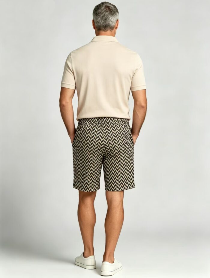 Men's Soft Chevron Pattern Drawstring Shorts Multi Occasion Travel Light Lounge Shorts - Image 8