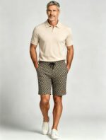 Men's Soft Chevron Pattern Drawstring Shorts Multi Occasion Travel Light Lounge Shorts - Image 5