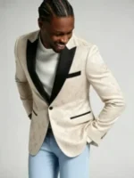 Men's Contrast Lapel Single Button Tuxedo Blazer Wedding Prom Party Sport Coat Jacket