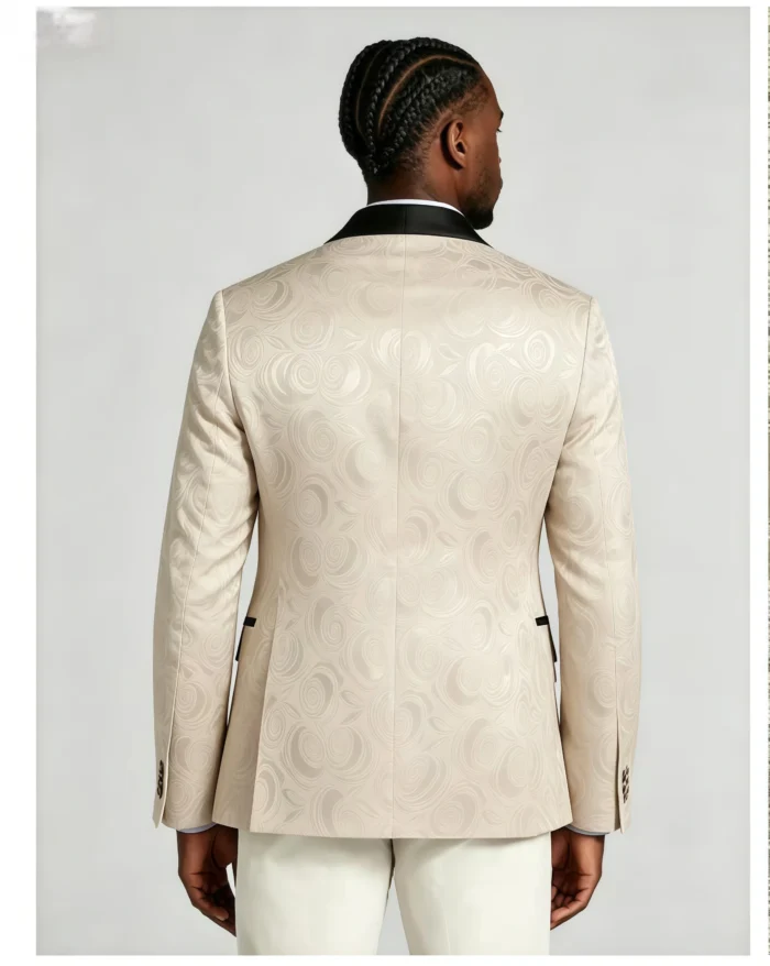 Men's Contrast Lapel Single Button Tuxedo Blazer Wedding Prom Party Sport Coat Jacket - Image 3