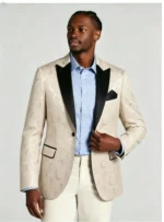 Men's Contrast Lapel Single Button Tuxedo Blazer Wedding Prom Party Sport Coat Jacket - Image 4