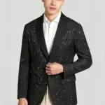 Men's Tailored Fit Shawl Lapel Blazer Wrinkle Resistant Multi-Occasion Evening Dress Suit Jacket